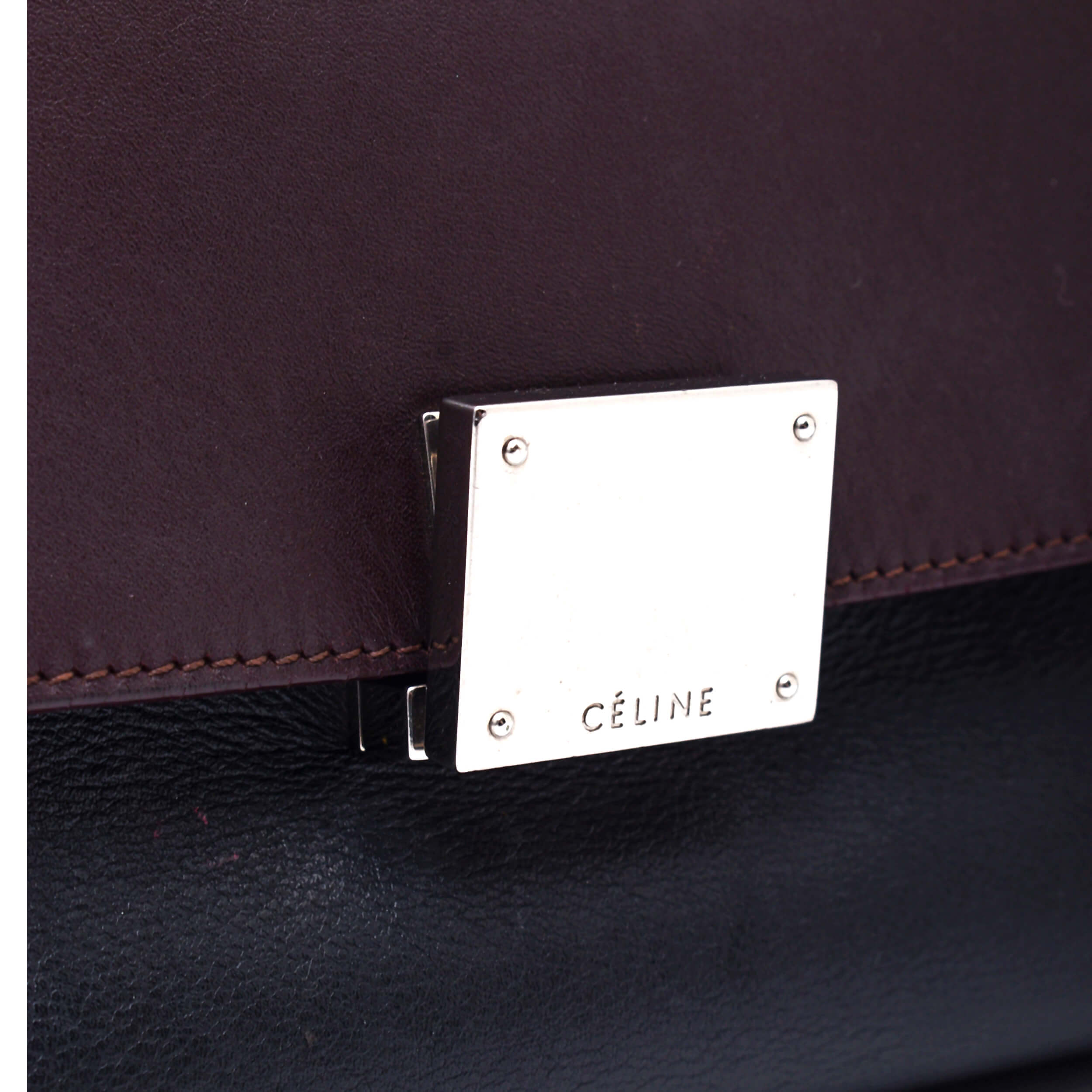 Celine - Black/Burgundy/Blue Leather & Suede Small Trapeze Bag